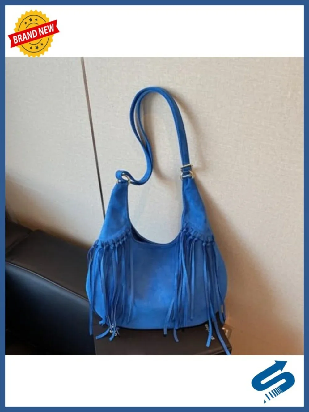 Vintage Suede Fringe Hobo Bag Tote Shoulder Crossbody Purse